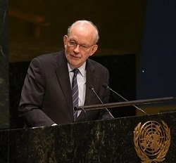 UNICEF Executive Director Anthony Lake speaks at the opening session of the UN General Assembly High-Level Meeting on the twenty-fifth anniversary of the adoption of the Convention on the Rights of the Child, at UNHQ. On 20 November 2014, the United Nations General Assembly High-Level Meeting on the twenty-fifth anniversary of the adoption of the Convention on the Rights of the Child was held at United Nations Headquarters (UNHQ). The Convention on the Rights of the Child (CRC), the worlds most endorsed human rights treaty, sets out the civil, political, economic, social, health and cultural rights of children. The meeting brought together participants to review progress achieved for children since the treatys adoption by the General Assembly in 1989; to identify key challenges to realizing childrens rights; and to examine best ways to address these challenges as the international community moves into the next 25 years. President of the 69th Session of the United Nations General Assembly Sam Kahamba Kutesa and UNICEF Executive Director Anthony Lake were among the key speakers. UNICEF unveiled its #IMAGINE project and launched a special edition of its State of the Worlds Children flagship report during the event. This first-ever fully digital, interactive edition of the publication, entitled Reimagine the future: Innovation for every child, highlights innovations that are already improving lives in countries around the world and includes multimedia and interactive content that invites readers to share their own ideas and innovations. The #IMAGINE Project, through a new interactive digital experience, will allow everyday people to use an application to record their own version of Imagine, John Lennons iconic anthem of hope and peace, alongside their favourite stars, in what UNICEF hopes will be the largest-ever global singalong. The launches were held as part of CRC twenty-fifth anniversary celebrations.