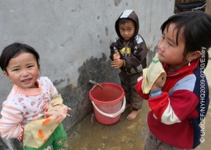 Children wash their face and hands at an outdoor tap at Ban Pho Preschool in Bac Han District in remote Lao Cai Province. The UNICEF-supported school promotes hygiene education and other child-friendly activities in a safe learning environment and includes classes taught in the childrens indigenous language.  In March 2009 in Viet Nam, UNICEF is supporting the Ministry of Education and Training (MOET) to provide bilingual education to ethnic minority children  in Vietnamese and their indigenous language  and to improve adolescent learning, especially among minority ethnic girls. The Norwegian Government and IKEA, the Swedish home-furnishings retailer, are major UNICEF funding partners. Norway has committed US $1.6 million, and IKEA has contributed more than US $1 million for these projects. Although 95 per cent of all eligible children attend primary school, an estimated 20 per cent of the children of the 11 million members of ethnic minorities do not have access to basic education. Additionally, drop-out rates among ethnic minorities are high due to the lack of trained bilingual teachers, limited bilingual texts and curricula and inadequate infrastructure. Adolescent girls are especially at risk because of poverty, cultural biases against gender equity in education and the lack of properly equipped child-friendly schools. UNICEF has worked with MOET since 2007 to research and implement educational models that support bilingual education for indigenous minorities, now benefiting some 5,000 students (including preschoolers) from the Hmong, Jrai and Khmer ethnic groups in the provinces of Lao Cai, Gia Lai and Tra Vinh. The programme to improve adolescent education, adding critical life skills, reaches an estimated 120,000 students and 3,000 out-of-school adolescents, in eight provinces. IKEA is UNICEFs largest corporate funding partner, supporting UNICEF education, child protection and health programmes for children in Asia, Africa and Europe.
