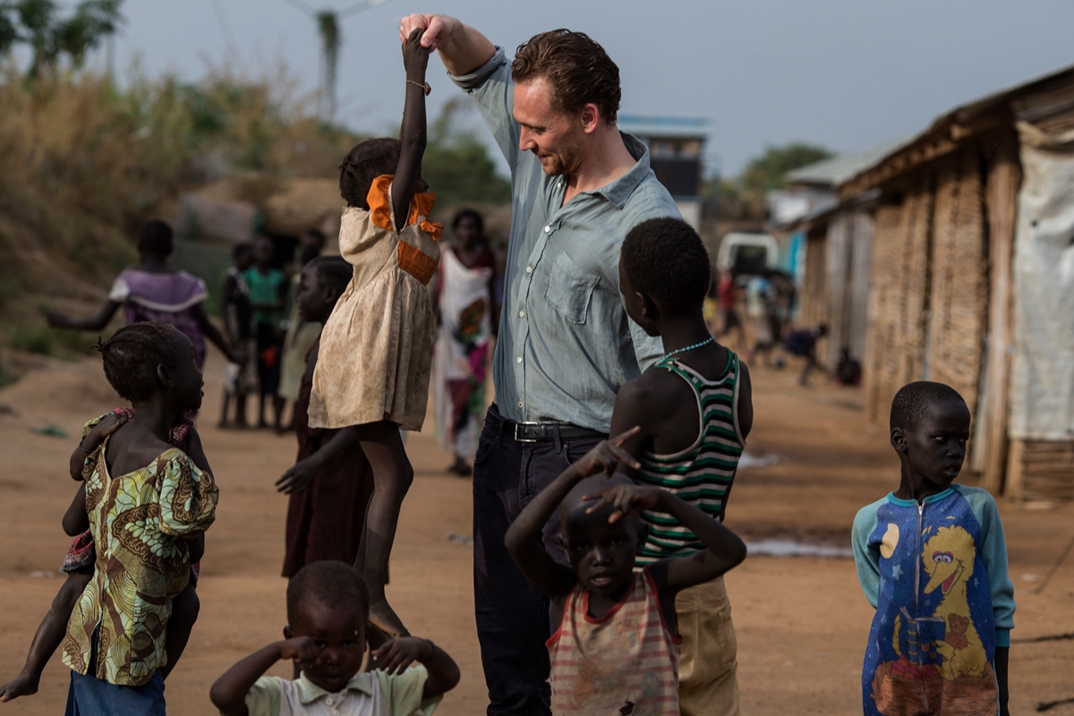 Unicef UK Ambassador Tom Hiddleston meets children at the POC (Protection of Civilians) camp in Juba, South Sudan, November 23, 2016. Unicef UK Ambassador Tom Hiddleston returns to South Sudan as the brutal conflict enters its third year to see the effect it has had on children. UNICEF UK/Siegfried Modola EMBARGO 00:01 30 November 2016

UNICEF Ambassador Tom Hiddleston travelled to South Sudan last week to see how the brutal civil war continues to destroy the lives of vast numbers of children across the country. Mid-December will mark three years of conflict in South Sudan. On his second visit since February 2015, Hiddleston saw how conditions remain as fragile and severe as ever.