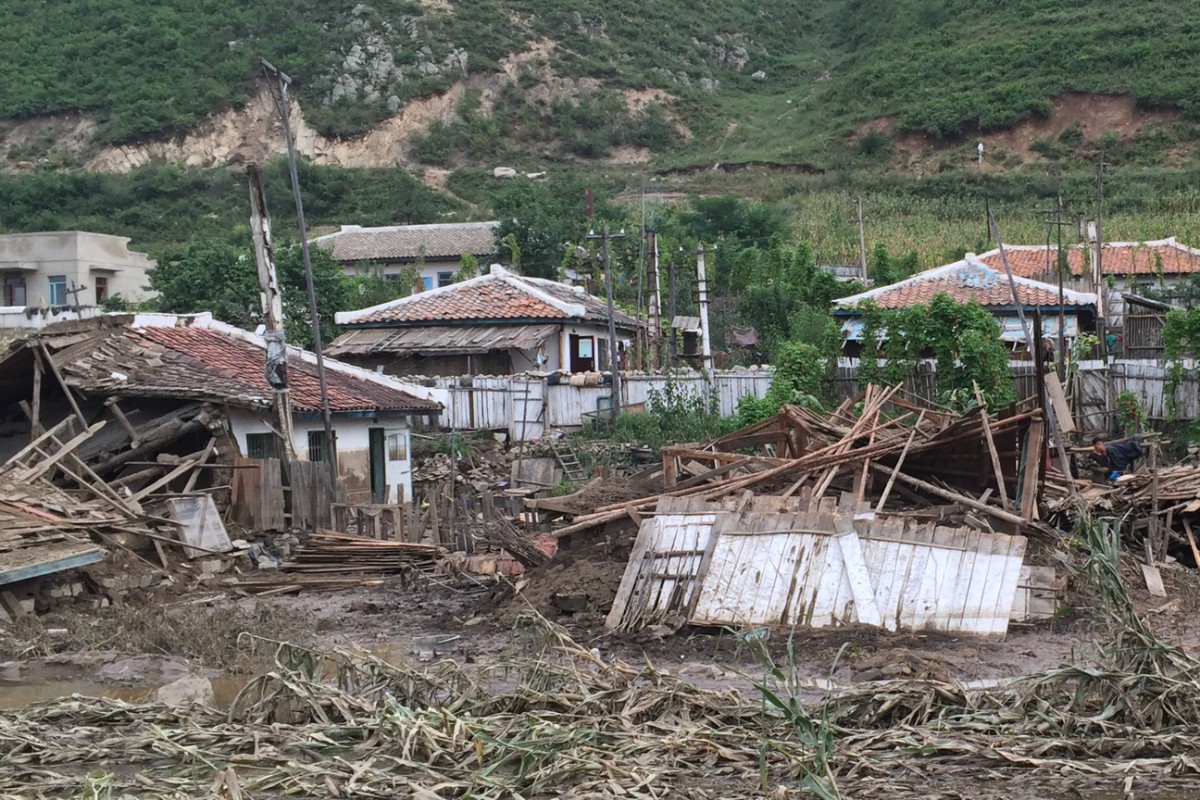A badly damaged residential area in Hoeryong City, DPR Korea, following devastating floods in the north of the country.

By 13 September 2016 in the north of DPR Korea, the severe flooding triggered by Typhoon Lionrock had displaced over 100,000 people and destroyed homes, schools, hospitals and other critical infrastructure. The impact has been devastating and UNICEF is urgently working to help those most in need. The scale of this disaster is beyond anything experienced by local officials, said UNICEF Deputy Representative Murat Sahin, on the ground in a district outside Hoeryong City. This is the worst flood seen by people in North Hamyong province in the past 60 years or more. I spoke with many affected people. As with disasters elsewhere in the world, for families the top priorities are food and shelter.

UNICEF is working with the government and partners, dispatching emergency supplies by truck from Pyongyang to help children and their families. These supplies include emergency health kits, oral rehydration salts, therapeutic food and micronutrient powder sachets, as well as water purification tablets and filters.In a local district outside Hoeryong City, UNICEF staff saw the devastation laid bare. Homes have been flattened, crops destroyed and people were left eating the little food they had left, sat on top of the debris of their homes.

Families here lost everything during the floods, said Sahin. We met the household doctor for the community. She told us that 11 out of 15 pregnant women in the community had miscarriages since the floods.  A team from UNICEF were part of the joint UN, NGO and Government rapid assessment team. Additional supplies are also now being driven to some of the most affected areas. With winter approaching, it is critical the most vulnerable receive support as soon as possible. I met a grandmother and held her two-year-old baby grandson in my arms. We talked about how we will work together to get through this