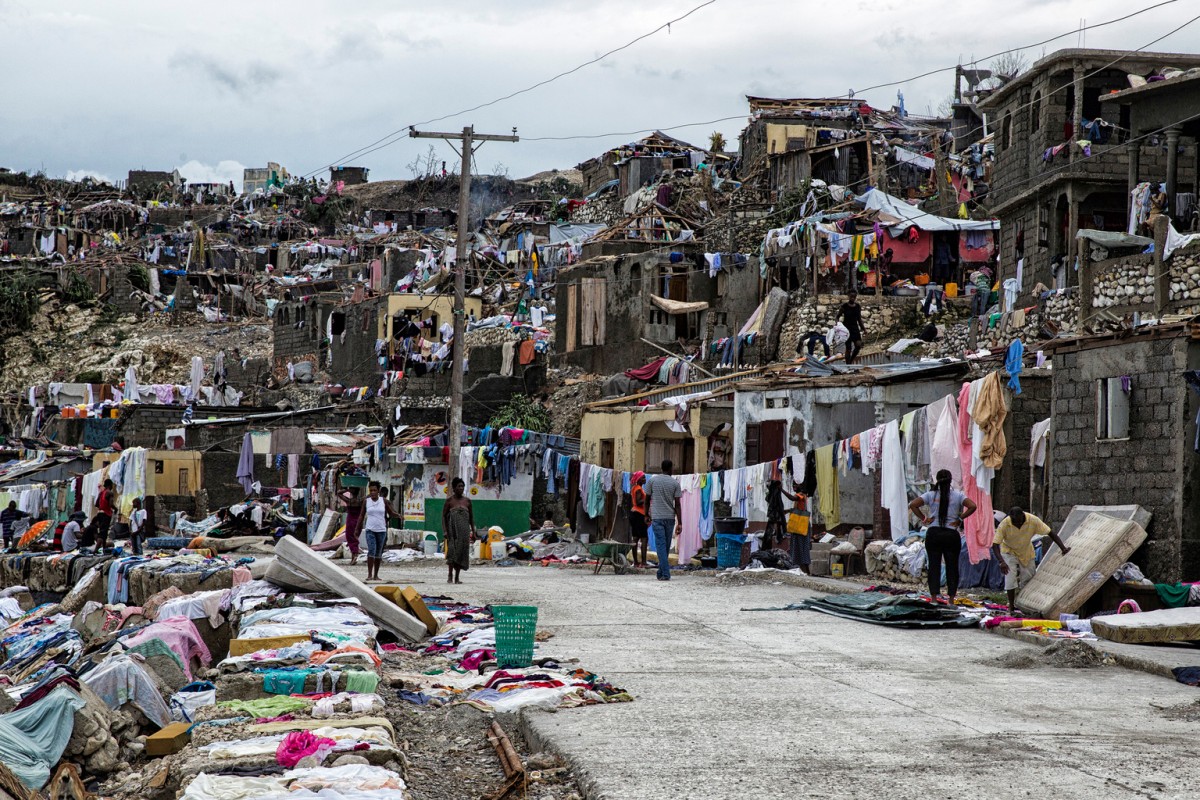 On 6 October 2016, clean up continues in Jeremie, Haiti. The city lies on the western tip of Haiti and suffered the full force of the category 4 storm, leaving tens of thousands stranded. Hurricane Matthew passed over Haiti on Tuesday October 4, 2016, with heavy rains and winds. While the capital Port au Prince was mostly spared from the full strength of the class 4 hurricane, the western cities of Les Cayes and Jeremie received the full force sustaining wind and water damage across wide areas. 
Photo Logan Abassi UN/MINUSTAH